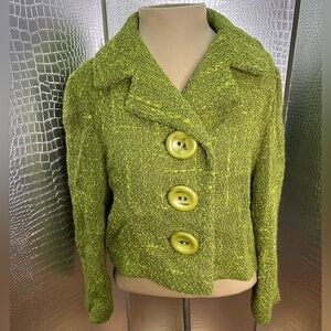 Vintage Bright Green I.Magnin & Co Tweed Cropped Blazer - Size S/M